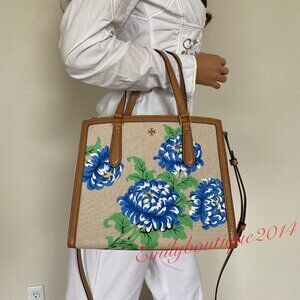 NWT Tory Burch 80131 Emerson Ditsy Floral Canvas Structured Work Satchel Bag